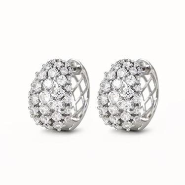 Imagem de Brincos de argola vazados micro pavimentados de zircônia para mulheres e banquetes de casamento, presentes de aniversário, One size, Cobre, Zircônia cúbica