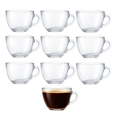 Imagem de Jogo 10 Xícara De Café De Vidro 90ml Básica Brasilia Em Casa Tem