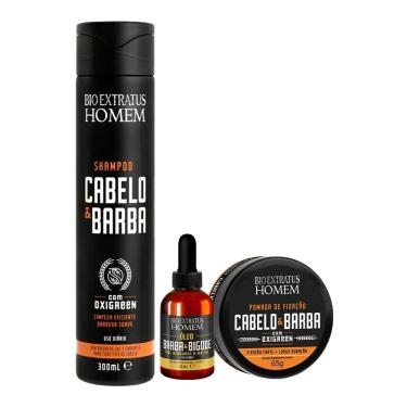 Imagem de Kit Shampoo óleo Para Barba E Pomada Modeladora Cabelo Masculino Oxigreen Bio Extratus