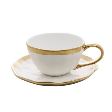 Imagem de Xícara de Chá De Porcelana Dubai Branco E Dourado 200ml