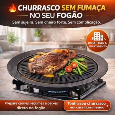 Imagem de Churrasqueira de Fogão TopGrill sem Fumaça 32cm Preta - GLOBALMIX