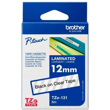 Imagem de Fita Rotulador 12mm para P-Touch TZE131, Preto/Transparente, BROTHER