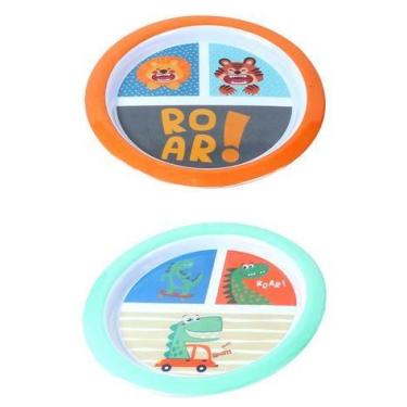 Imagem de Prato de Melamina redondo raso Infantil MENINO - 20 CM Temático - 2 Un