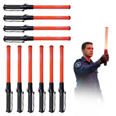 Imagem de Bastao Sinalizador Apito LED Kit 10 Viario Alerta Transito Rodovia Emergencia Manobrista Segurança Guarda