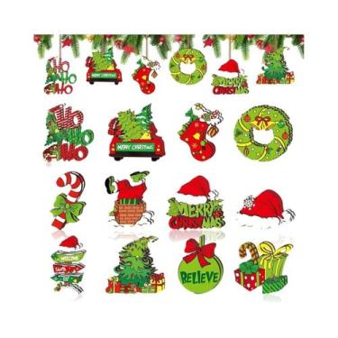 Imagem de Enfeites De Natal Verde Limão E Vermelho 24 Peças Decorações Festivas 