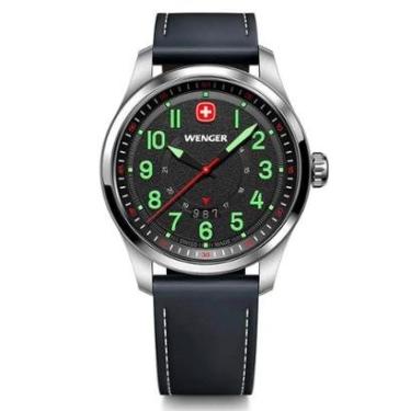 Imagem de Relógio Suíço Wenger Terragraph Mostrador Preto Pulseira Couro Preta 01.0541.121-Masculino