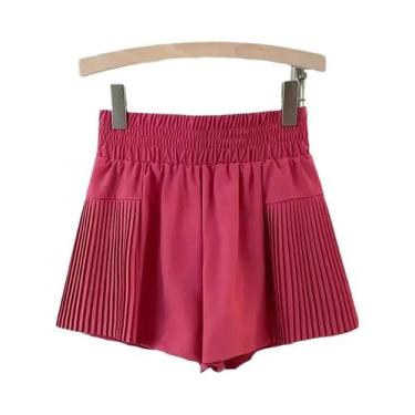 Imagem de Saia-Calça Plissada Feminina De Cintura Alta Com Shorts Internos Para 