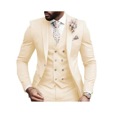 Imagem de Elegante Terno Rosa Slim Fit Para Casamento Masculino: Jaqueta, Colete