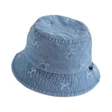 Imagem de Chapéus De Pescador De Denim Para Crianças Com Padrão De Laço Para Pri