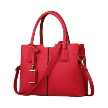 Imagem de Bolsa Feminina Grande de Couro PU - Sacola de Ombro Quadrada e Crossbo