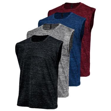 Imagem de Kit 4 Camisetas Regata Machão Dry Academia Masculina-Masculino