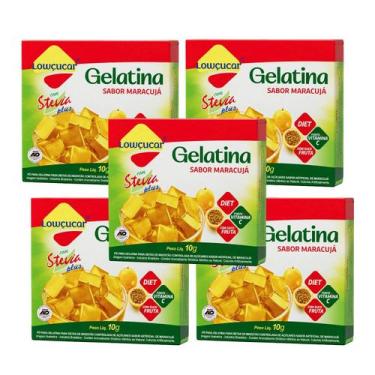 Imagem de Kit Gelatina Maracujá Diet com Stevia - Lowçucar Plus 5 Unidades 10g