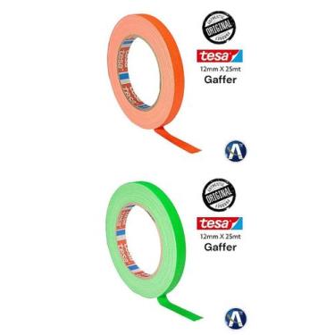 Imagem de KIT 2 Rolos de Fita Tecido Gaffer Tape tesa 12mm x 25m Fluorescente - 
