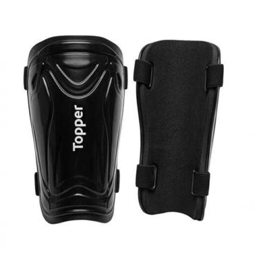 Imagem de Caneleira Topper Futebol Adulto Preta Com Elástico