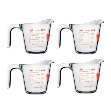 Imagem de Kit 4 Jarras Medidoras Vidro Medidas 250ml Copo Dosador Alça - Nadir F