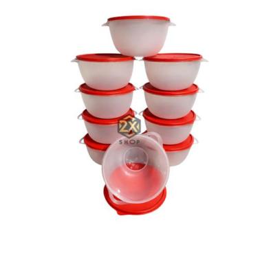 Imagem de 10 Bowls de Plástico Transparente 1L com Tampa Bowl BPA Free, Pote par