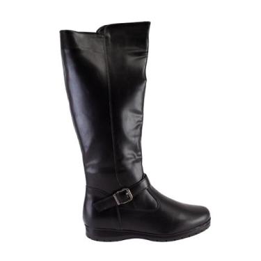 Imagem de Bota Feminina Mooncity Cano Alto Básica Inverno Moda 71127, Preto, 35