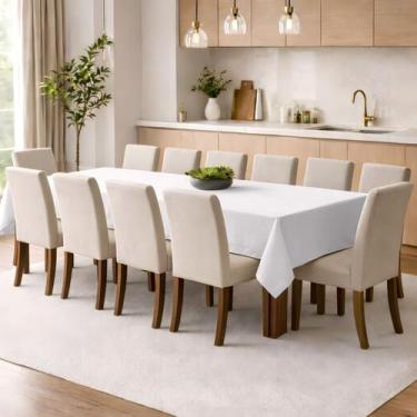 Imagem de Toalha De Mesa 10 Cadeiras Oxford Premium Retangular Buffet Cor:Branco