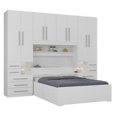 Imagem de Guarda-roupa de Casal com Cama Bau Embutida 1223 Branco - Móveis Ilan