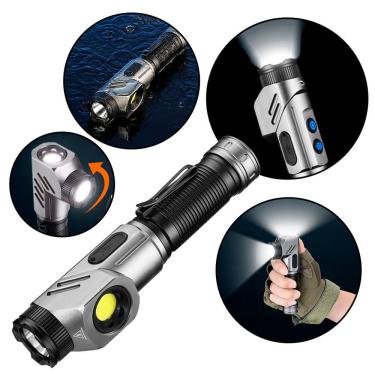 Imagem de Lanterna LED Portátil Dobrável 90° com Ímã 1500 Lúmens Base Magnética Recarregável Preto B-Max