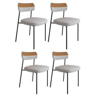 Imagem de Kit 6 Cadeiras Lia de Jantar Estrutura em Aço Carbono com Couríssimo e Linho Whisky - Linho Cinza
