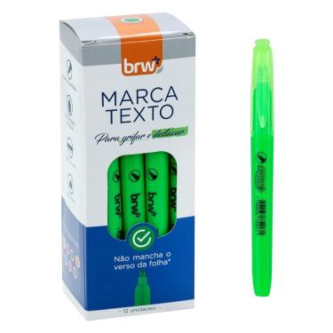 Imagem de Marca Texto Escolar Fluorescente BRW com Ponta Chanfrada 4,0MM Tamanho 7 X 135MM Caixa 12 Unidades Verde