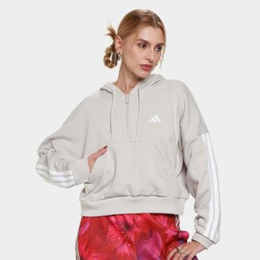 Imagem de Moletom Adidas 3S Casual Feminino, Bege, M