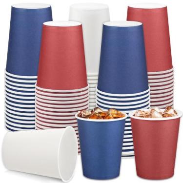 Imagem de Copos de papel descartáveis URATOT 4 de julho 270mL (pacote com 60)