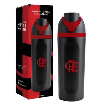 Imagem de Garrafa térmica gofresh 720ml flamengo preta - BRASFOOT