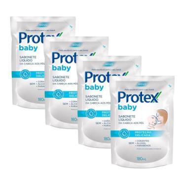 Imagem de Kit 4 Refil Sabonete Líquido Infantil Protex Baby 180ml