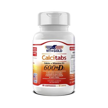 Imagem de Calcitabs - Cálcio 600 mg + Vitamina D3 Vitgold com 90 comp.-Unissex