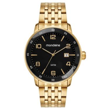 Imagem de Relógio MONDAINE masculino dourado preto 32786GPMVDE3