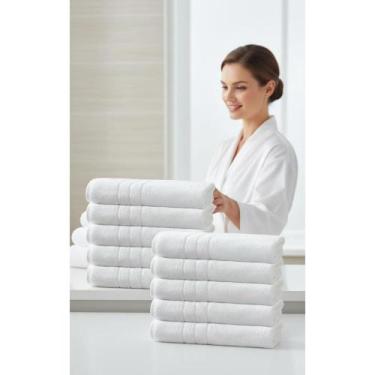 Imagem de Kit 10 Toalhas Banho Branca Macia Absorvente 440g 0,70x1,35m - Congrat