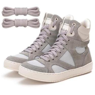 Imagem de Tênis Sneaker Feminino Cano Alto Academia Fitness Couro Legítimo-Feminino