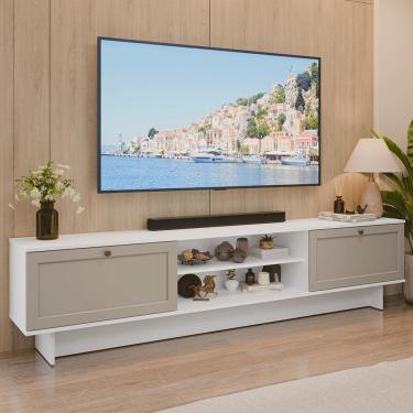 Imagem de Rack para TV até 80 Polegadas 218 cm 2 Portas Branco/Crema Vik Madesa