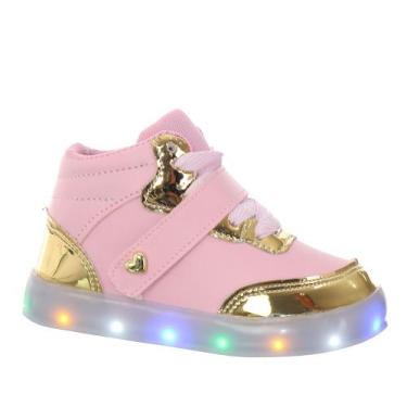 Imagem de Tênis sapato com luzes coloridas que pisca infantil feminino rosa - Pe