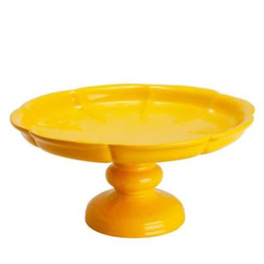 Imagem de Prato para Bolo Ceramica Amarelo D.37cms H.18cms Novo Tempo - Cerâmica