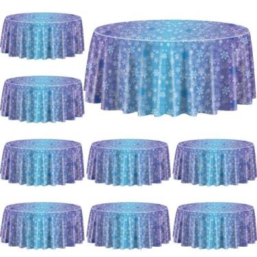 Imagem de Toalha de mesa QUERICKY, pacote com 9, 210 x 210 cm, azul, roxo, floco