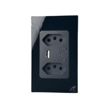 Imagem de Tomada Inteligente Wi-Fi USB-C USB-A Dupla JWCOM Preto