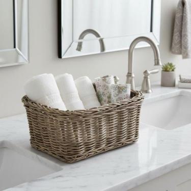 Imagem de Cesto Rattan Natural Organizador Decorativo Multiuso 40cm - Btc