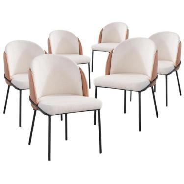 Imagem de Kit 06 Cadeiras de Jantar Nevada Caramelo Estofada para Sala de Jantar