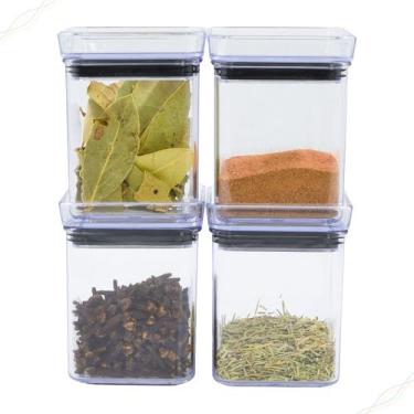 Imagem de Kit 4 Mini Porta Tempero e Condimentos Hermético Empilhável 180ml Lumi