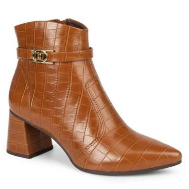 Imagem de Bota Feminina Dakota Salto Bloco Cano Curto Bico Fino D2751 Cor:Carame