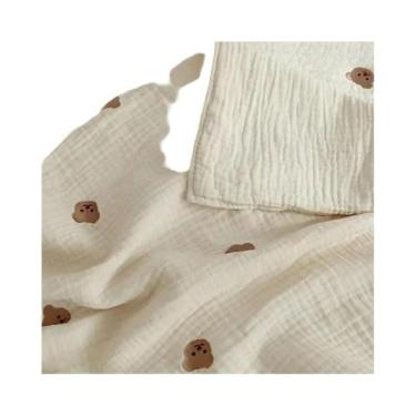 Imagem de Cobertor De Algodão Muslin De 6 Camadas Com Bordado De Urso Para Bebês
