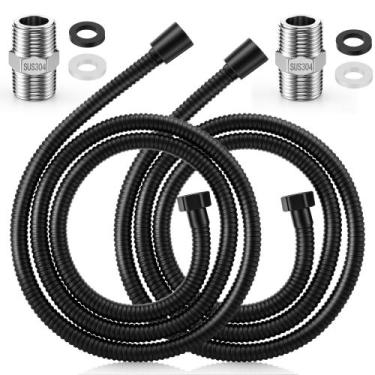 Imagem de Kit com 2 Mangueiras para Chuveiro Dreyoo Preto Fosco 100 cm em Aço In