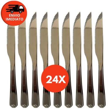 Imagem de Kit Faca Mesa Refeição Jogo Talher Jantar Churrasco Inox Premium Cozin