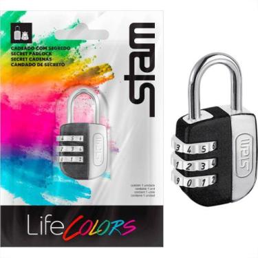 Imagem de Cadeado Para Mala Stam Life Colors Com Segredo 25Mm Preto Fosco