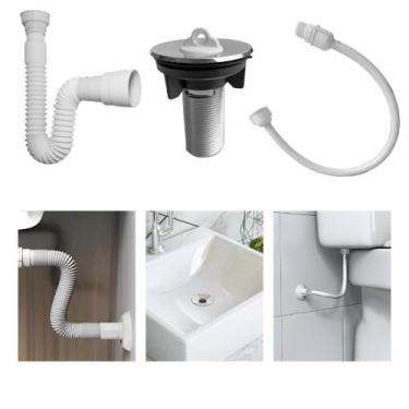 Imagem de Kit Hidráulico Completo Para Banheiro Com Sifão 72cm, Engate 1/2 e Vál