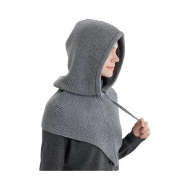 Imagem de Gorro De Inverno Feminino Em Tricô Com Balaclava E Cachecol Integrados