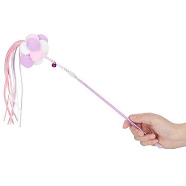 Imagem de Bastão de bola de gato, brinquedo interativo seguro para gatos resistente a morder varinha de gato, brinquedo para gatos e gatos para presente para gato (roxo)